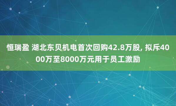 恒瑞盈 湖北东贝机电首次回购42.8万股, 拟斥4000万至8000万元用于员工激励