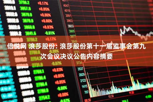 倍悦网 浪莎股份: 浪莎股份第十一届监事会第九次会议决议公告内容摘要
