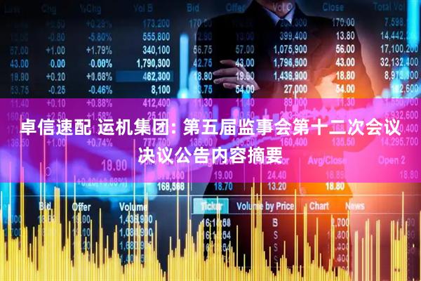 卓信速配 运机集团: 第五届监事会第十二次会议决议公告内容摘要
